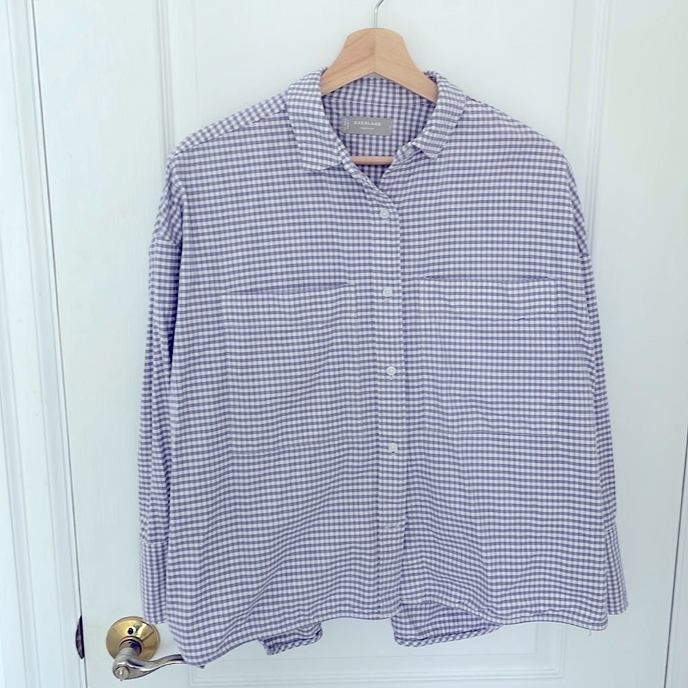Everlane Blue and White Gingham Button Down Shirt